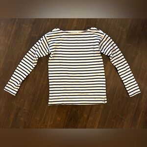 Everlane Navy Blue and White Striped Long Sleeve Top, XS